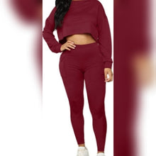 Load image into Gallery viewer, 2 Piece Crop Top and Leggings Set