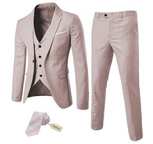 Load image into Gallery viewer, Men's 3 Piece Slim Fit Suit Set with BONUS Tie - Natural Colors
