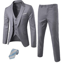 Load image into Gallery viewer, Men's 3 Piece Slim Fit Suit Set with BONUS Tie - Natural Colors