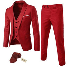 Load image into Gallery viewer, Men's 3 Piece Slim Fit Suit Set with BONUS Tie - Natural Colors