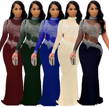 Load image into Gallery viewer, Women's Sexy Rhinestone Mesh Dress