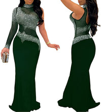 Load image into Gallery viewer, Women's Sexy Rhinestone Mesh Dress
