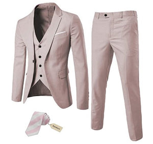 Men's 3 Piece Slim Fit Suit Set with BONUS Tie - Natural Colors