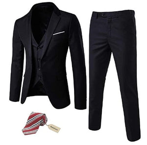 Men's 3 Piece Slim Fit Suit Set with BONUS Tie - Natural Colors