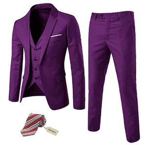 Men's 3 Piece Slim Fit Suit Set - Vibrant Colors