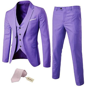 Men's 3 Piece Slim Fit Suit Set - Vibrant Colors