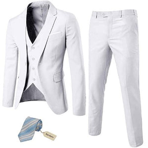 Men's 3 Piece Slim Fit Suit Set with BONUS Tie - Natural Colors