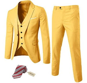 Men's 3 Piece Slim Fit Suit Set - Vibrant Colors