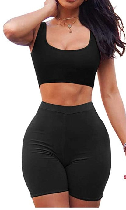 2 Piece Tank Crop Top Shorts Sets