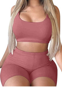 2 Piece Tank Crop Top Shorts Sets