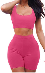 2 Piece Tank Crop Top Shorts Sets