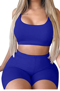 2 Piece Tank Crop Top Shorts Sets