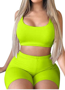 2 Piece Tank Crop Top Shorts Sets