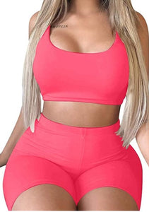 2 Piece Tank Crop Top Shorts Sets