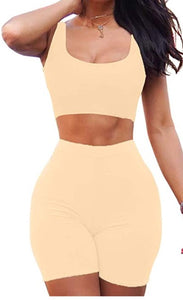 2 Piece Tank Crop Top Shorts Sets