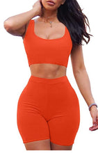 Load image into Gallery viewer, 2 Piece Tank Crop Top Shorts Sets
