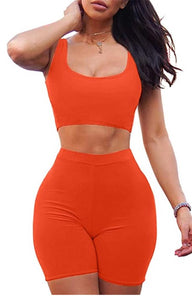 2 Piece Tank Crop Top Shorts Sets