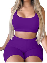 Load image into Gallery viewer, 2 Piece Tank Crop Top Shorts Sets
