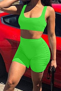 2 Piece Tank Crop Top Shorts Sets