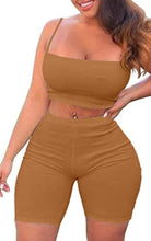 Load image into Gallery viewer, 2 Piece Spaghetti Strap Crop Top Shorts Sets
