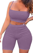 Load image into Gallery viewer, 2 Piece Spaghetti Strap Crop Top Shorts Sets
