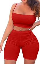 Load image into Gallery viewer, 2 Piece Spaghetti Strap Crop Top Shorts Sets
