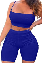 Load image into Gallery viewer, 2 Piece Spaghetti Strap Crop Top Shorts Sets
