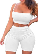 Load image into Gallery viewer, 2 Piece Spaghetti Strap Crop Top Shorts Sets
