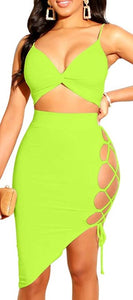 2 piece Belly Top with Mid Skirt