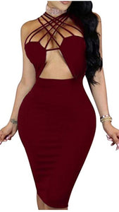 Bodycon Criss Cross Midi Dress