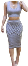 Load image into Gallery viewer, 2 Piece Crop Top and Midi Skirt
