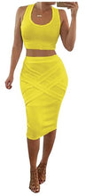 Load image into Gallery viewer, 2 Piece Crop Top and Midi Skirt
