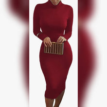 Load image into Gallery viewer, Turtleneck Sweater Bodycon Dress
