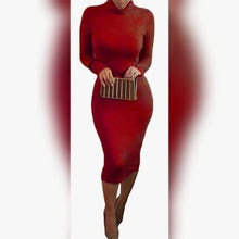 Load image into Gallery viewer, Turtleneck Sweater Bodycon Dress
