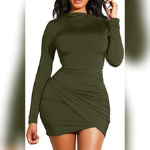 Load image into Gallery viewer, Women&#39;s Long Sleeve Bodycon Ruched Mini Cocktail Dress
