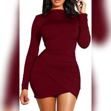 Load image into Gallery viewer, Women&#39;s Long Sleeve Bodycon Ruched Mini Cocktail Dress
