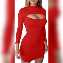 Load image into Gallery viewer, Long Sleeve Short Hollow-Out Dress
