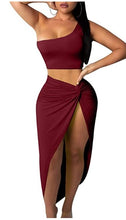 Load image into Gallery viewer, 2 Piece One Shoulder Sleeveless and Skirt
