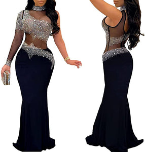 Women's Sexy Rhinestone Mesh Dress