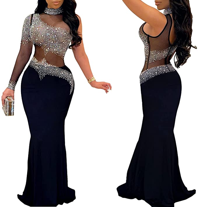 Women's Sexy Rhinestone Mesh Dress